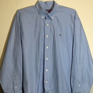 Vineyard Vines blue plaid button up whale shirt